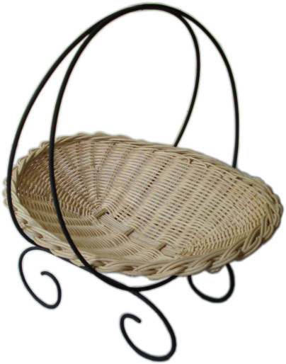 Oval shaped cane basket designed to hold fruits